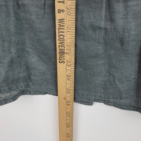 J Jill Love Linen olive green sleeveless button up top with side slits lagen S/P - Picture 5 of 11